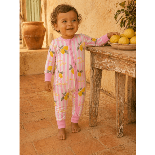 Bamboo Baby Zipper Romper – Italian Lemon Amore | Soft & Breathable – SpearmintLOVE- 0-3 months