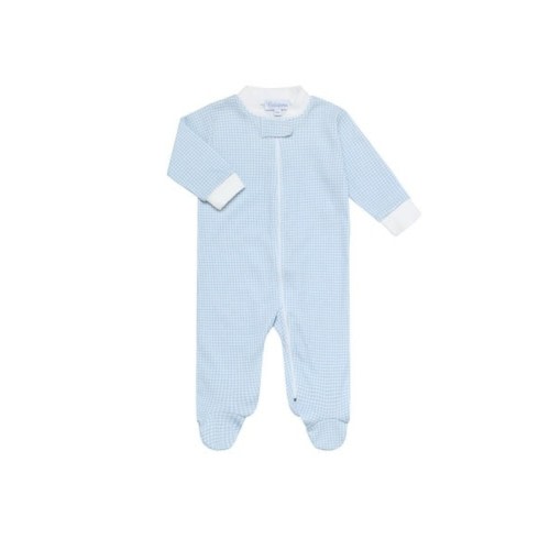Blue Gingham Zipper Footie - The Sandbox Children's Boutique