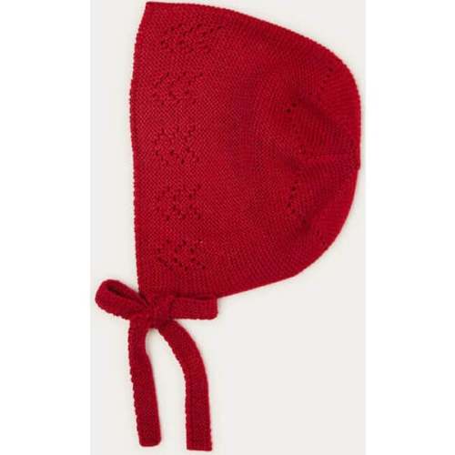 Pepa London Baby Openwork Under Chin Ties Bonnet Burgundy Size S (6-9 M)