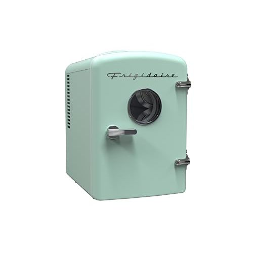 Frigidaire EFMIS129-MINT Mini Personal Fridge Cooler, 1 Gal Capacity fits Six Cans, Includes Plugs for Home Outlet & DC Charger-9.84" D x 7.09" W x 10.35" H