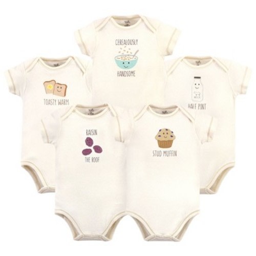 Touched by Nature Organic Cotton Bodysuits 5pk, Muffin, 6-9 Months