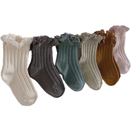 Ashmyova Baby Girls Vintage Ankel Lace Socks Toddler Ruffles Casual Dress Socks 6 Pack - 6-24 Months - 6 Colors