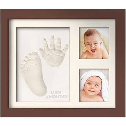 Baby Hand and Footprint Kit - Baby Footprint Kit, Baby Keepsake, Baby Shower Gifts for Mom, Baby Picture Frame for Baby Registry Boys, Girls, Baby Photo Frame, Personalized Baby Gifts (Cedar)