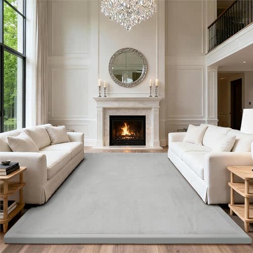 ACOMOPACK Baby Play Mat for Floor,1.3" Thick Memory Foam Area Rug for Living Room,Soft Velvet Crawling with Non-Slip Bottom for Kid,Toddler,79"×118" Tummy Time Nursery Rugs,Yoga(Light Grey)