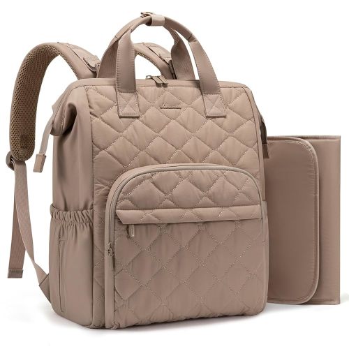 LOVEVOOK Diaper Bag Backpack, Large Baby Bag for Girl Boy with Changing Pad, Diaper Backpack for Mom Dad with Stroller Buckles, Khaki