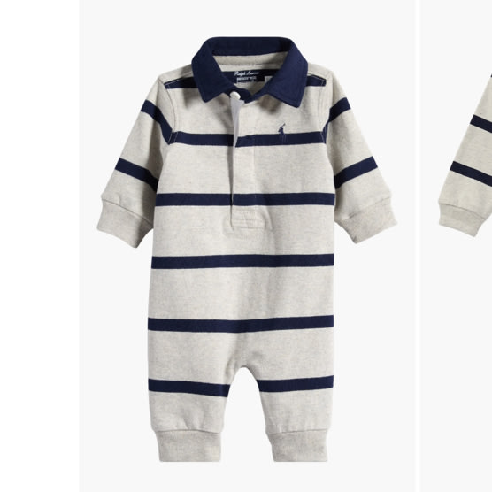 Rugby Stripe Cotton Interlock Polo Romper
