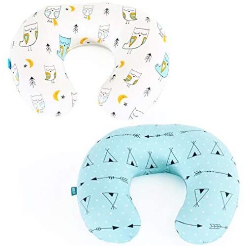 Stretchy-Nursing-Pillow-Covers-BROLEX 2 Pack Snug Fitted Nursing Pillow Slipcovers for Breastfeeding Moms,Ultra Soft Breathable for Infant Nursing Pillow,Arrow & Owl