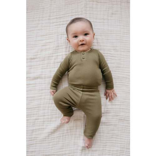 Organic Cotton Modal Long Sleeve Bodysuit - Herb