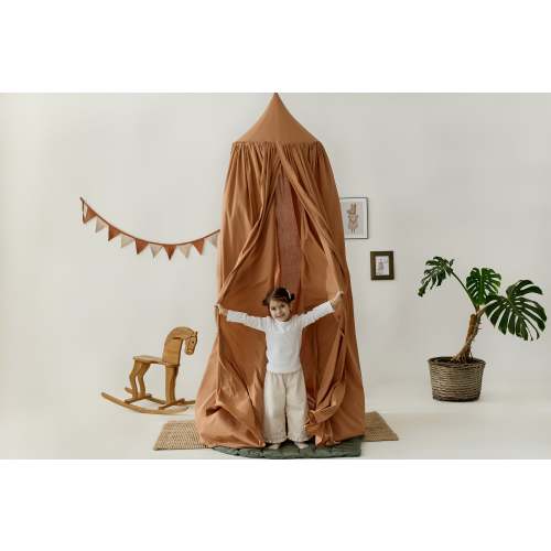 Terracotta Linen Canopy | Boho Crib Canopy & Hanging Bed Canopy for Nursery