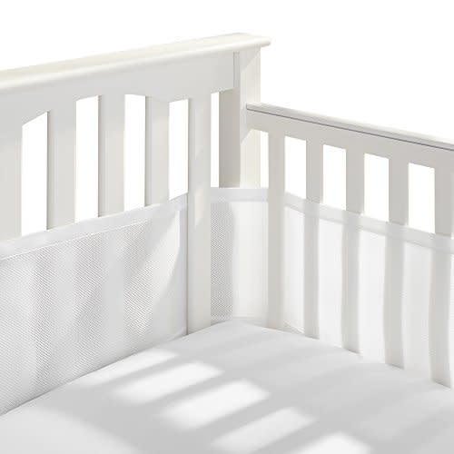 BreathableBaby Breathable Mesh Liner for Full-Size Cribs, Classic 3mm Mesh, White (Size 4FS Covers 3 or 4 Sides)