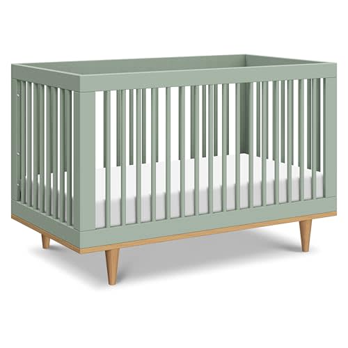 DaVinci Marley 3-in-1 Baby Crib Convertible to Toddler Bed & Daybed - Easy to Assemble Wooden Crib - GREENGUARD Gold Certified - 4 Adjustable Heights - Conversion Kit Sold Separately, Light Sage