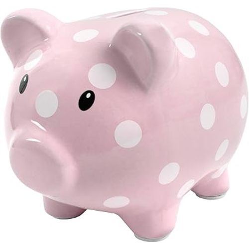Baby Essentials Large Ceramic Piggy Bank for Boys and Girls, Kids Money and Coin Bank, Perfect Baby Nursery Décor, Gift and Newborn Keepsake