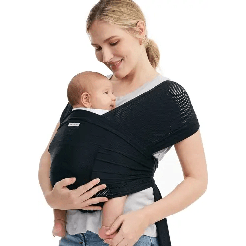 Momcozy Baby Carrier AirMesh - The Perfect Summer Sling for Newborns to Toddler 8-35 lbs - Cooling Fabric Baby Wrap, Hands Free, Lightweight and Ergonomic, Black