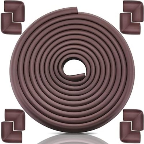 Baby Proofing Edge Corner Protector, 20.5 ft (18.1ft Edge + 8 Corners) Baby Proof Corner Guards ,Thick Table Bumper Guard, 3M Pre-Taped Corners, Soft Rubber Foam Guard Heavy-Duty…