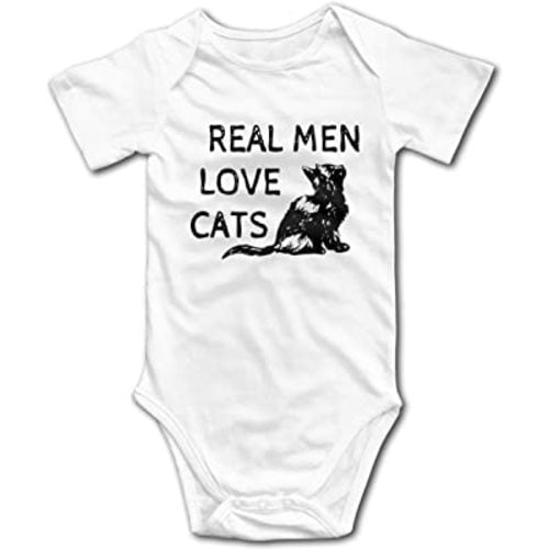 OASCUVER Real Men Love Cats Boys Girls Baby Outfits Organic (White, 6 Months)