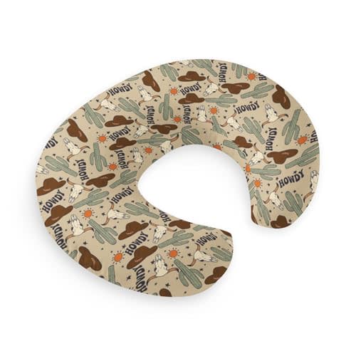 Western Cowboy Howdy Hat Cactus Nursing Pillow Cover for Baby Boys, Western Cowboy Howdy Hat Cactus Breastfeeding Pillow Slipcover, Nursing Pillowcase for Newborn Infant, Cover Only
