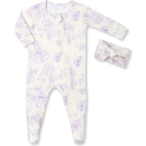 Print Jersey Footie & Headband, 6-9M
