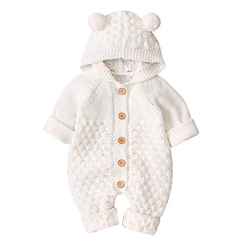 OBEEII Baby Girl Boy Sweater Romper Knitted Overall Hooded Jumpsuit Cute Warm Clothes