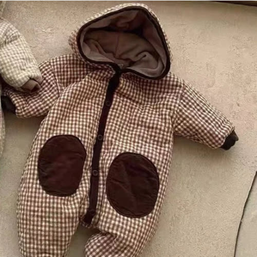 Checkered Hooded Padded Snowsuit – Teeny Mini Me