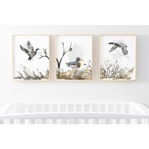 Mallard Duck Printable Wall Art, Hunting Nursery Prints Set of 3 - Hunter