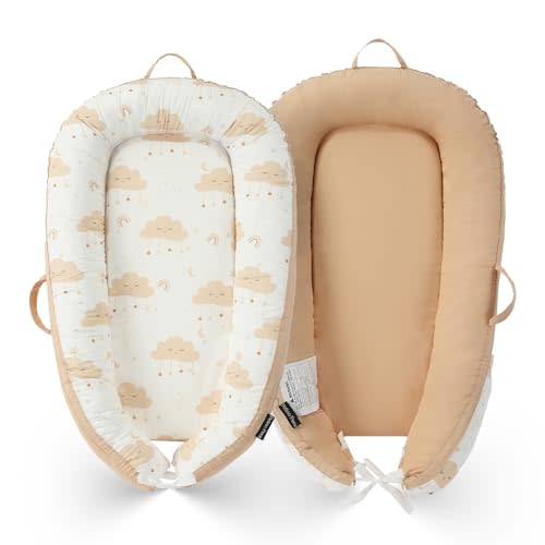 Interactivity Baby Lounger for Playtime under Adult Supervision (0-12 Months), Premium Quality Natural Cotton with Foam Core, Easy to Wash & Breathable Infant Lounger for Travel and Picnic