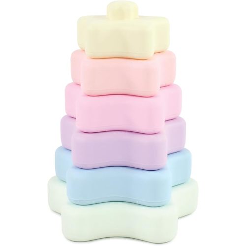 Hudson Baby Silicone Stacking Toy, Star, One Size