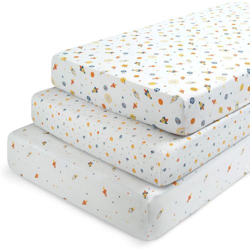 Delta Children Fitted Crib Sheets 28x52 Inch Pack of 3, Space Exploration