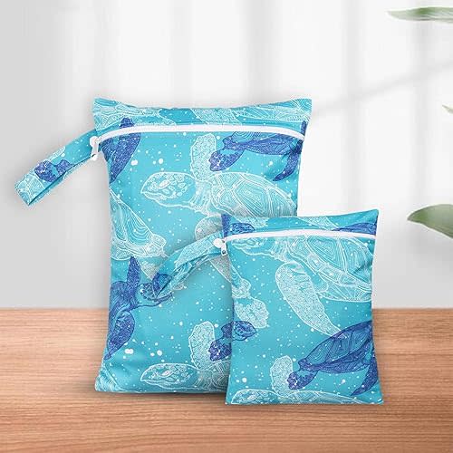 2 Pcs Water Resistant Wet Bags | Large & Small Reusable Storage Bag, Diaper Bag Organizing Pouches for Diapers Wipes Travel Daily Use Portable Design
