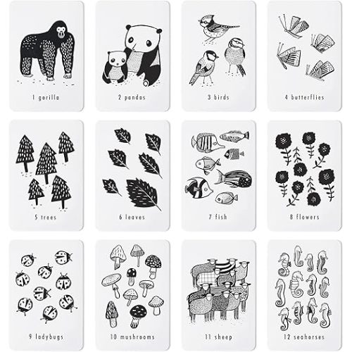 Wee Gallery Educational Flashcards for Babies, Double Sided Black and White Learning Flash cards, Nature Number Cards for Visual Stimulation and Cognitive Development of Infants and Toddlers
