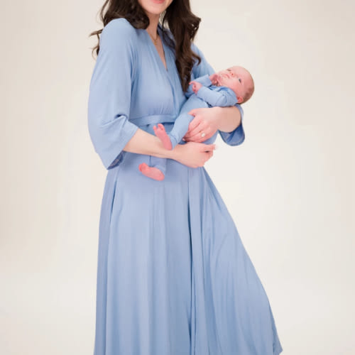 Lila Labor & Postpartum Gown in Periwinkle Blue