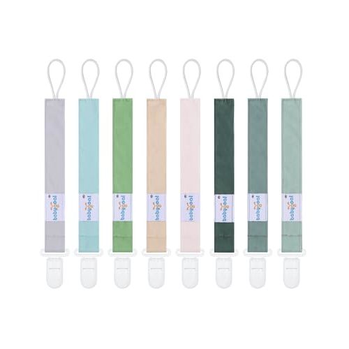 Babygoal Pacifier Clips 8 Pack, Pacifier Holder Clips for Baby Boys and Girls Fits for Most Pacifier, Binkie Styles & Baby Teethers & Toys and Gift-Neutral Color 8PS43