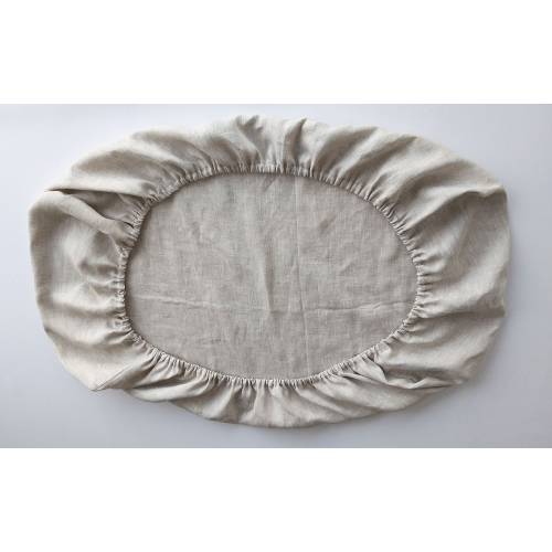 Cradle or Bassinet linen fitted sheet. Bassinet sheet with elastic ribbon, Crib linen fitted sheet with oval edge, Cradle fitted sheet