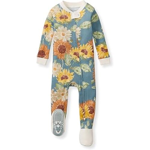 Burt's Bees Baby Baby Girls Sleeper Pajamas, 100% Organic Cotton, One-piece PJs, Diagonal Zip Up Jumpsuit, Snug Fit Footie