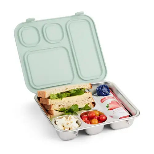Elk and Friends | Stainless Steel Bento Lunch Box with Silicone Lid - Sage