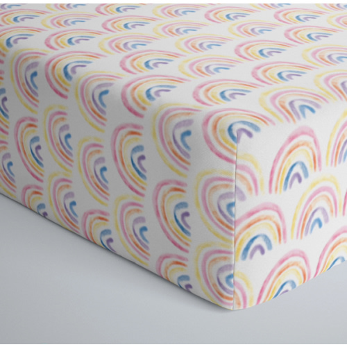 Pastel Rainbows Fitted Crib Sheet - Little Sleepies
