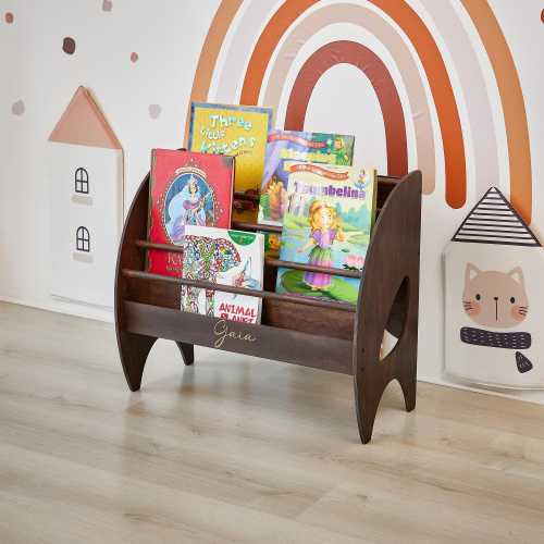 Montessori Bookshelf for Kids Room, Personalized Wooden Book Display, Floor Bookcase for Baby, Kids Nursery Organizer, Birthday Gift Girls
