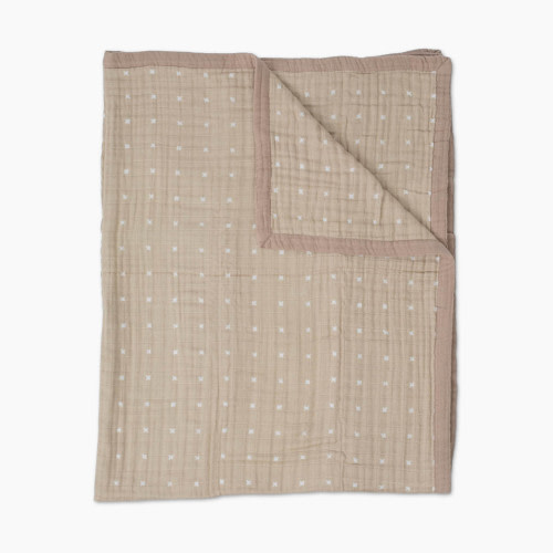 Little Unicorn Cotton Muslin Quilted Throw - Taupe Cross