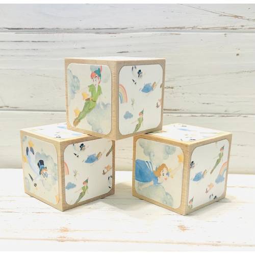 Peter Pan Decoration - Wood Blocks - 2 Inch Blocks - Peter Pan Nursery - Baby Shower Centerpiece - Peter Pan Characters - Gender Neutral