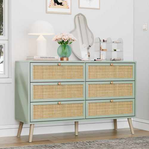 Brafab Boho Natural Rattan 6-drawer Dresser "& Reviews" | Wayfair