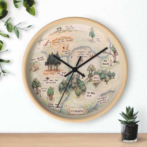 Winnie the Pooh Wall Clock, Hundred Acre Wood Nursery Decor, Pooh Bear Kids Room Gift, Classic Disney Clock, Baby Shower Gift