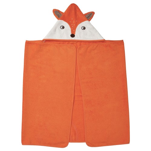 BRUMMIG Towel with hood - fox shaped/orange 28x55 "