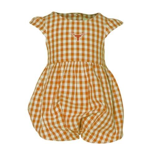 Texas Longhorns Garb Girl's Infant Cara Gingham Ruffled Bodysuit - Burnt Orange