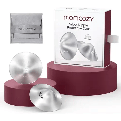 Momcozy 999 Silver Nursing Cups Original Perforated Breathable Design, 999 Silver Nipple Cover for Breastfeeding Essential, Silver Nipple Shield for Nursing Newborn, Metal Nipple Shields, Regular Size
