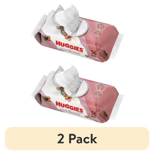 (2 pack) Huggies Sensitive Skincare Baby Wipes with Cocoa & Shea Butter, 1 Flip-Top Pack (56 Wipes)
