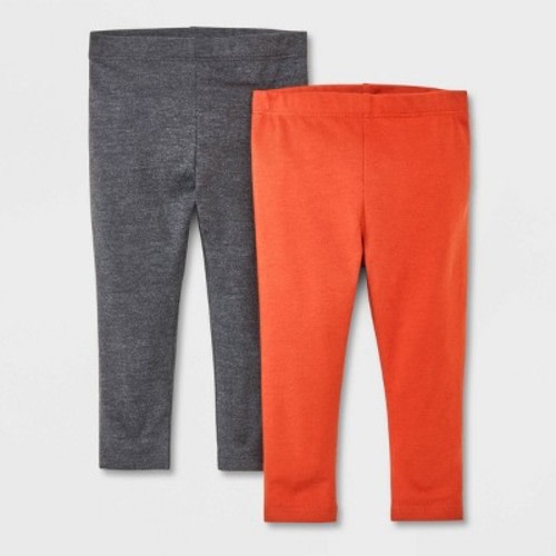 Baby Girls' 2pk Solid Leggings - Cat & Jack™, Color: Brown/Gray, Size: 12M