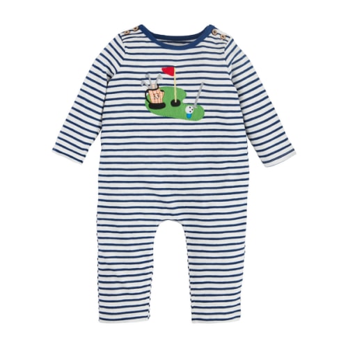 Golf Applique Baby Bodysuit | Cotton Slub One-Piece for 6-9 Months | Mud Pie