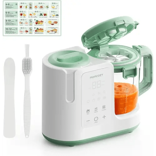 Momcozy AutoMeal Baby Food Maker – One-Step Auto Steam & Blend Food Processor, 15oz Large Cup & 6-Blade Design, Self-Cleaning, Auto 3-Stage Texture Settings for Effortless Homemade Baby Puree