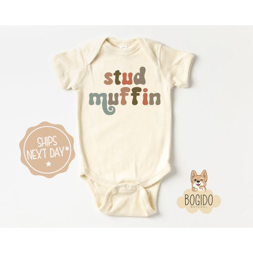 Stud Muffin Baby Bodysuit, Cute Baby Boy Clothes, Baby Romper, Baby Boy Outfit, Baby Boy Clothes, Gift For Baby Boy, Natural Toddler Tee
