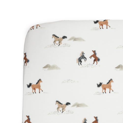 Stretch Knit Crib Sheet - Wild Horses