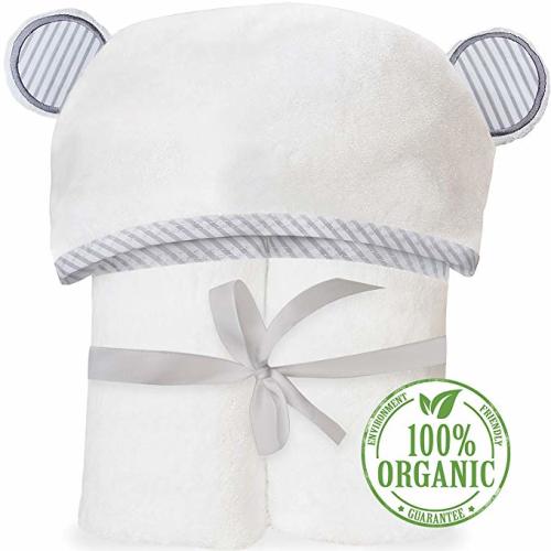 Organic Bamboo Hooded Baby Towel - Soft, Hooded Bath Towels with Ears for Babies, Toddlers - Large Baby Towel Perfect Baby Shower Gift for Boys and Girls by San Francisco Baby - Organic Towel